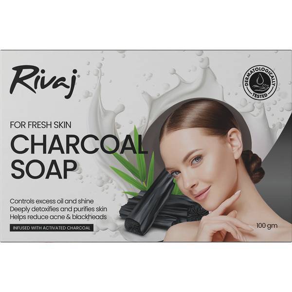 Rivaj Charcoal Soap 100g - Deep Cleansing & Detoxifying Bar for All Skin Types