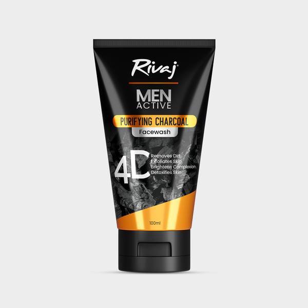 Rivaj Men Active Purifying Charcoal Face Wash 100ml - Deep Cleanse & Oil Control