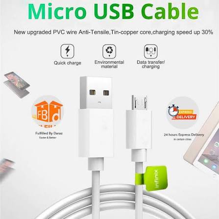 Pack of 25 Infinix Micro USB Barcode Scanner Cables - Generic Quality