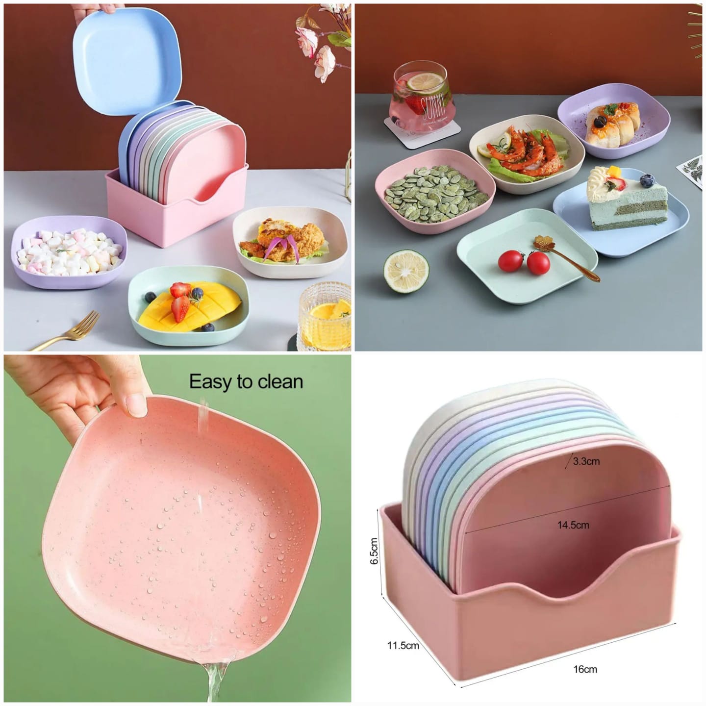 10 Pcs Mini Serving Snack Plates Set with Metal Stand Holder