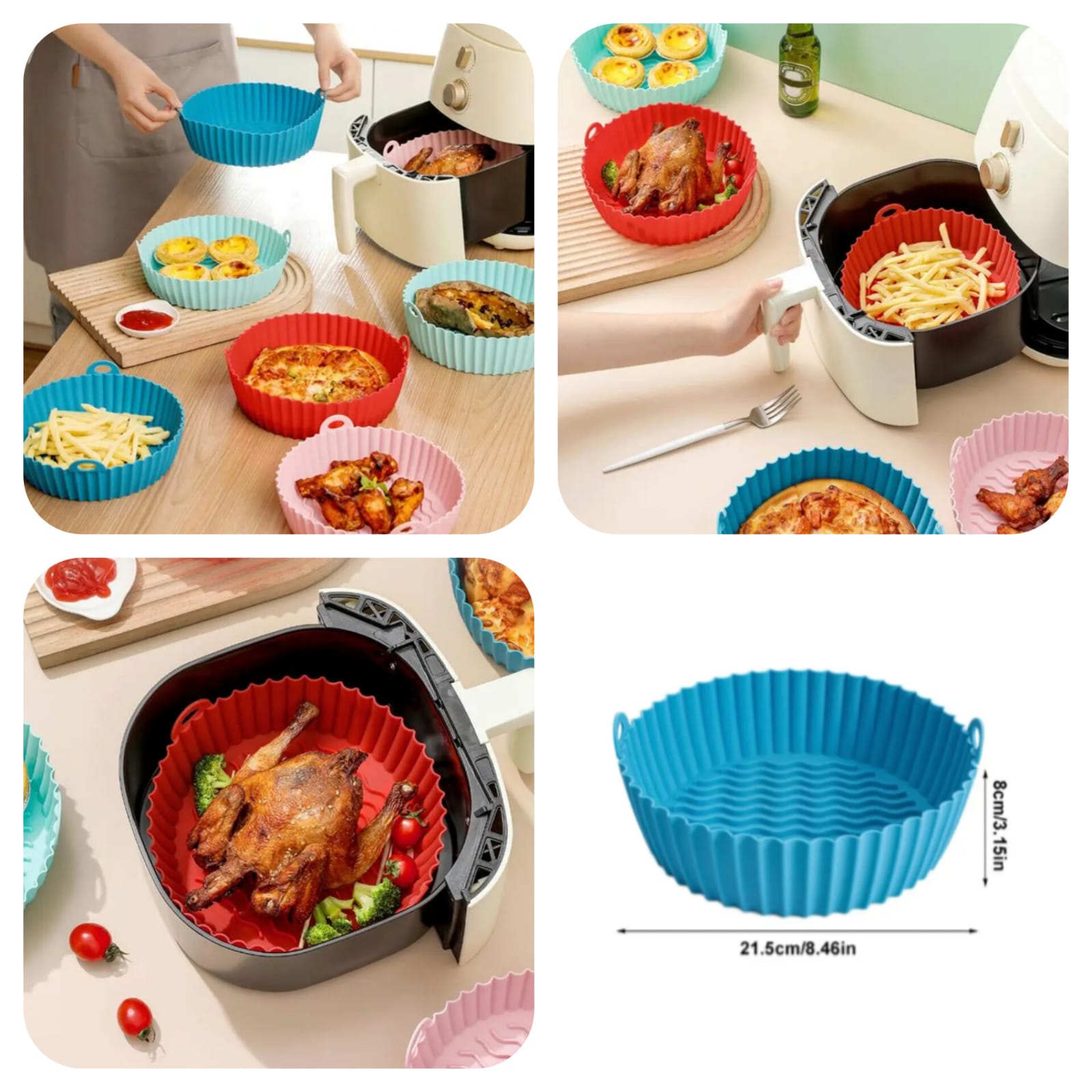 Reusable Silicone Air Fryer Liner Pot - Non-Stick Heat Resistant Basket Tray