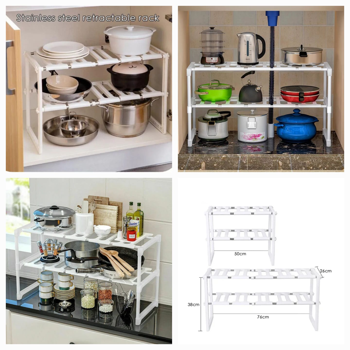 Adjustable Under Sink Organizer & Storage Rack for Kitchen and Bathroom