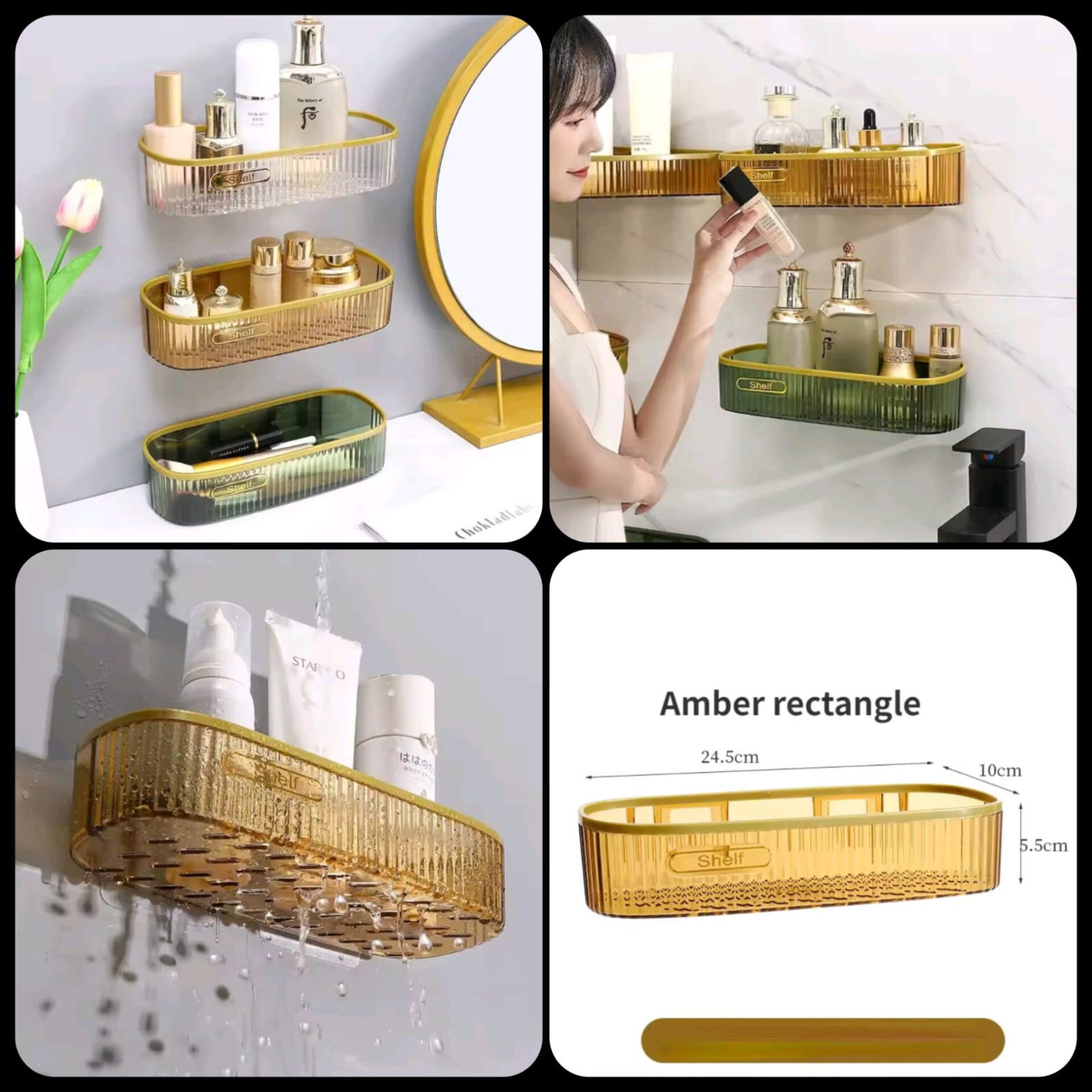 Wall Mounted Acrylic Shelf Corner for Bathroom & Kitchen | Transparent Floating Corner Storage