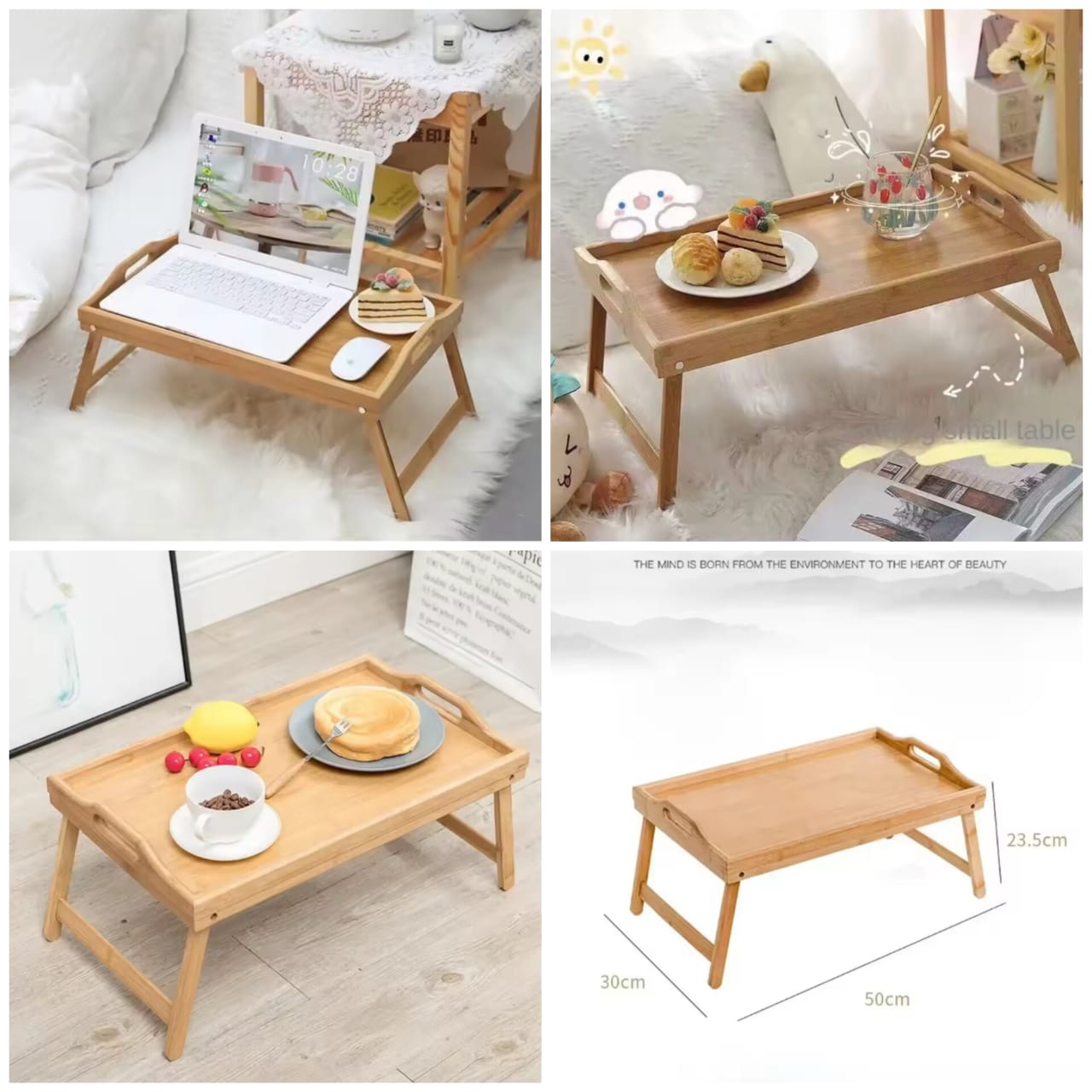 Premium Bamboo Bed Tray Table with Foldable Legs - Perfect for Breakfast in Bed & Laptop Use