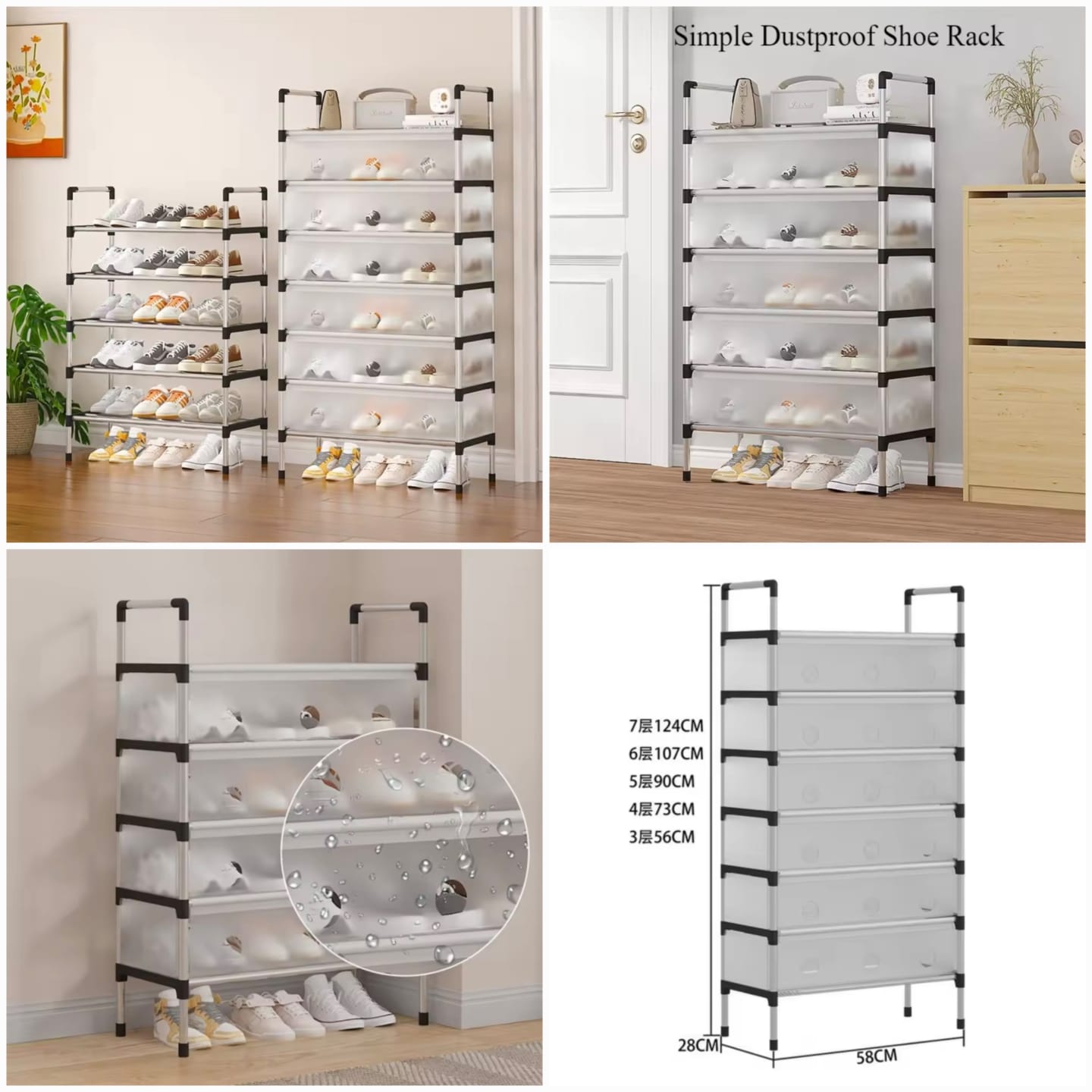 Dustproof Double Pole Cloth Rack with Zipper Cover - Portable Wardrobe Organizer for Clothes