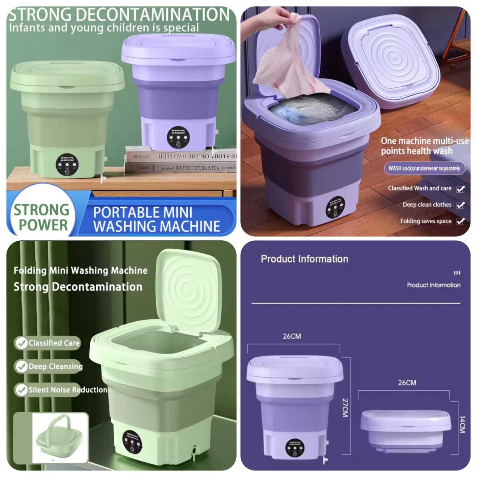 8L Mini Portable Foldable Washing Machine with Spin Dryer for Baby Clothes & Delicates