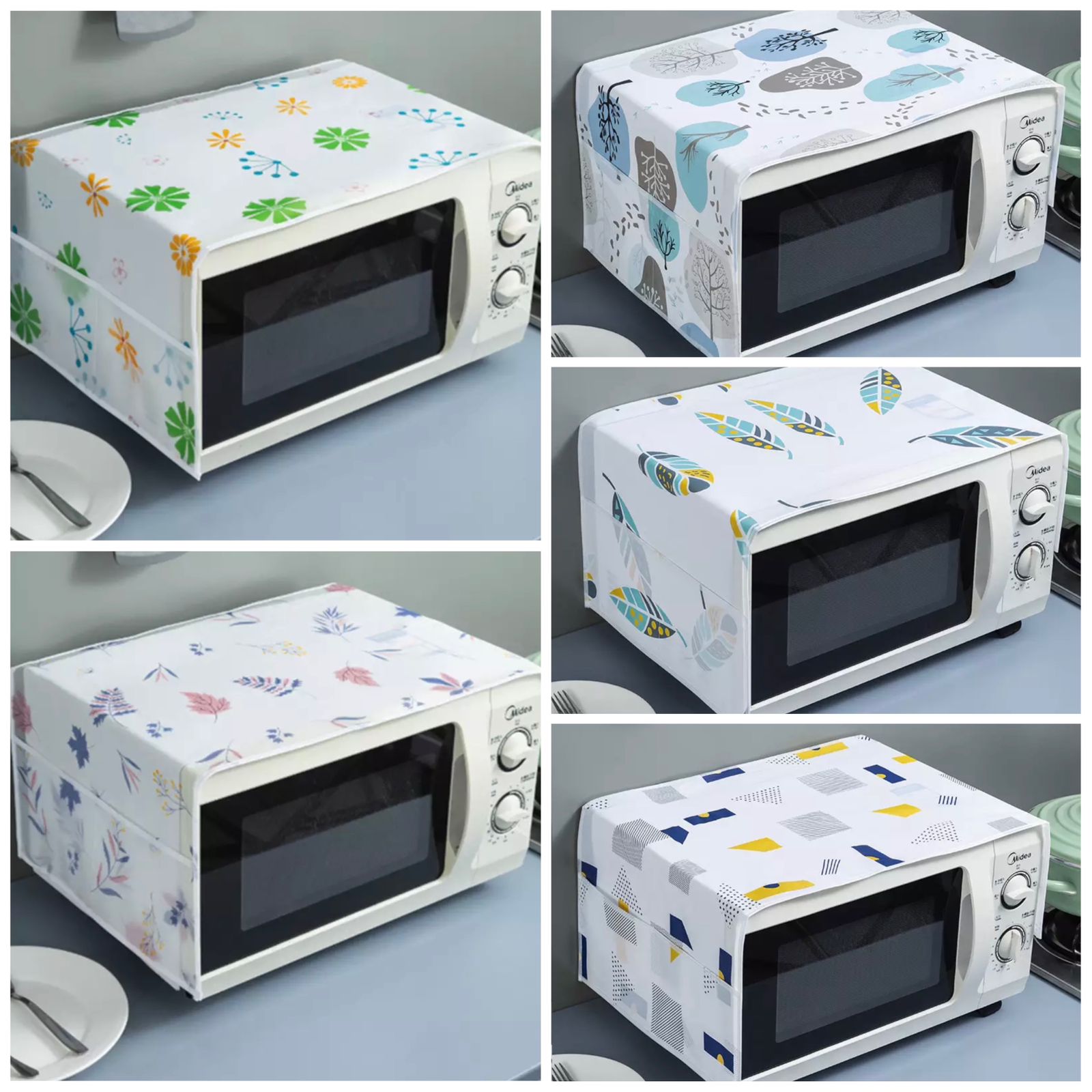 Waterproof & Dustproof Microwave Oven Cover with Storage Pockets - Universal Fit