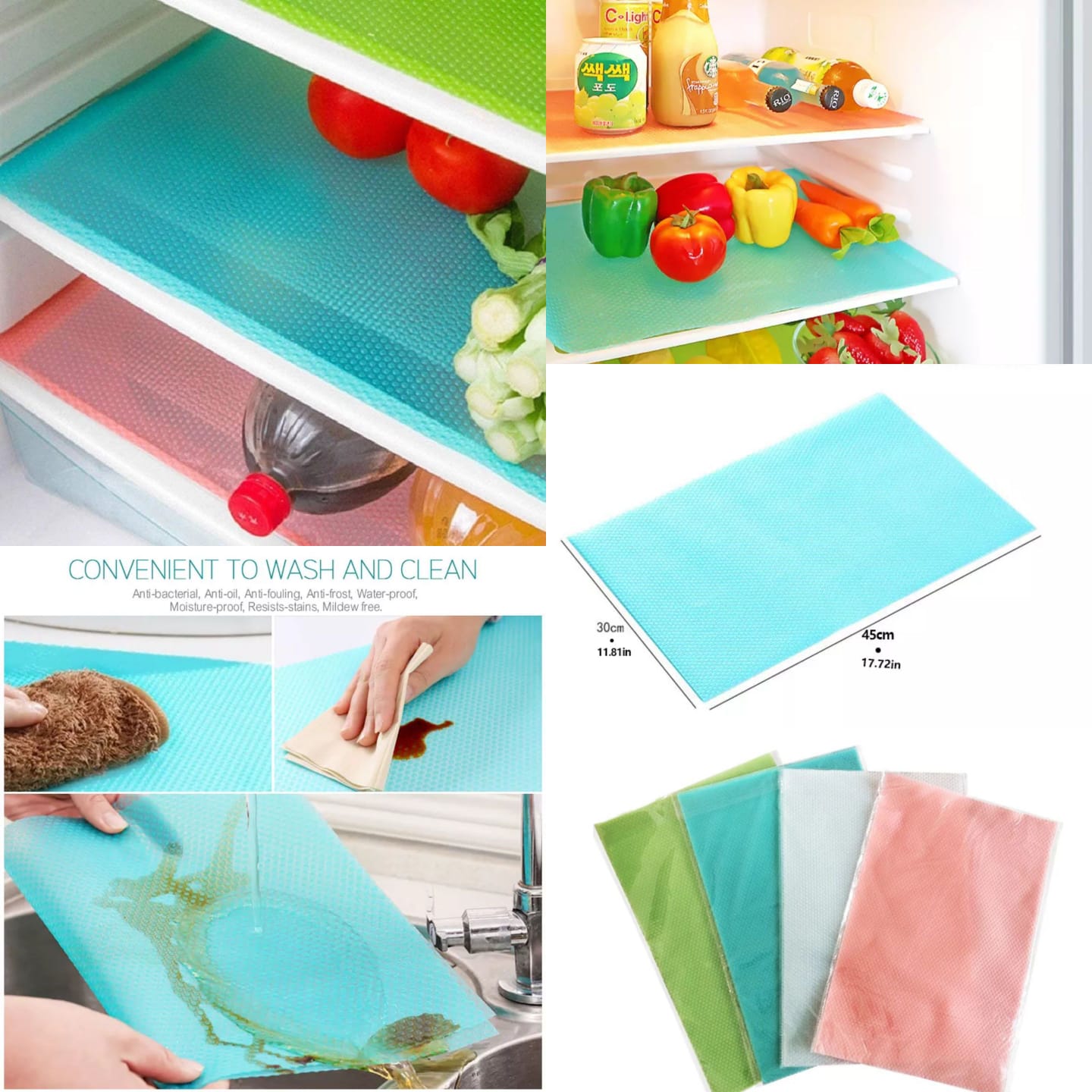 Anti-slip Fridge Mats (Pack of 4) - Waterproof Refrigerator Liners for Pakistan