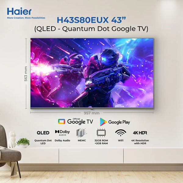Haier 43S80/81EUX 43-Inch Full HD Smart LED TV - Pakistan Edition