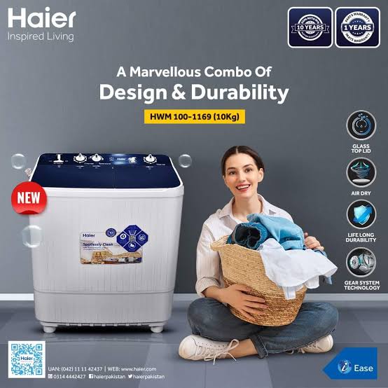 HWM 100-196 E Fully Automatic Washing Machine | Energy Efficient | Pakistan