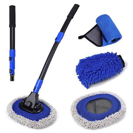 Microfiber Adjustable Car Cleaning Mop & Wash Brush - Long Handle Scratch-Free Car Wash Tool