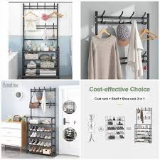 Multi-Purpose Attachable Coat Hanger Stand with Shoe Rack