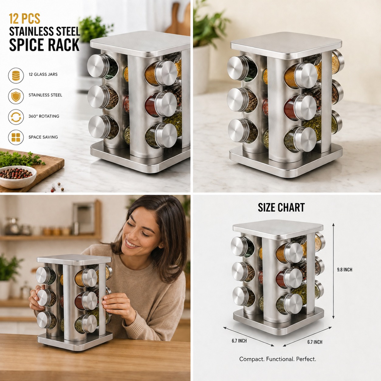 Stainless Steel Revolving Spice Rack