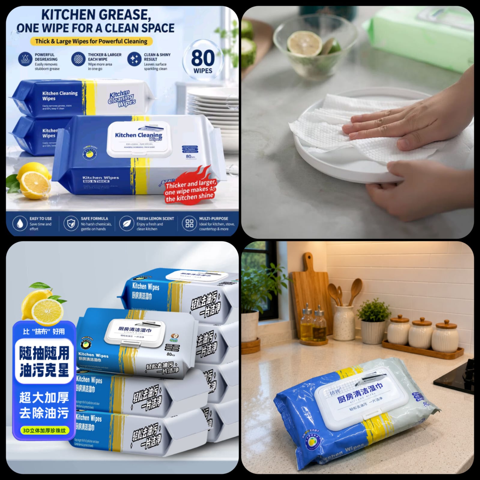 Kitchen Cleaning Mini Wipes 80pcs