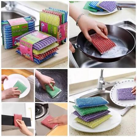 4 Pcs Colorful Sponge Set for Kitchen & Home Cleaning - Multipurpose & Durable