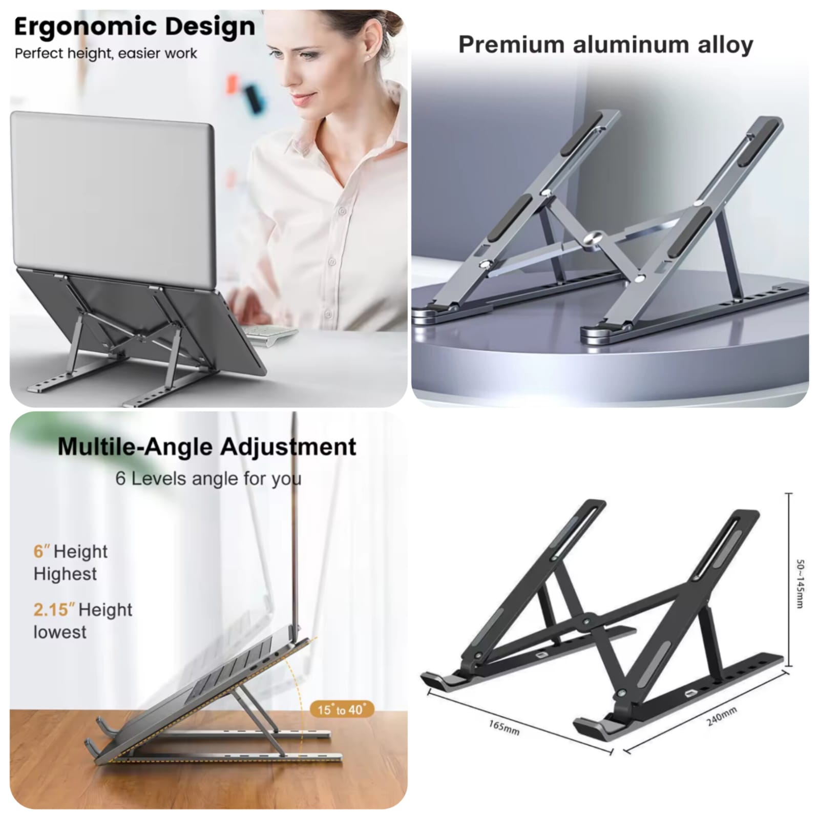 Portable Folding Laptop Stand for Desk - Adjustable & Ergonomic Design