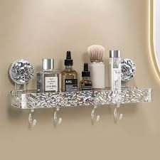 Premium Acrylic Wall-Mounted Suction Shelf for Bathroom & Kitchen - Drill-Free Storage Pakistan