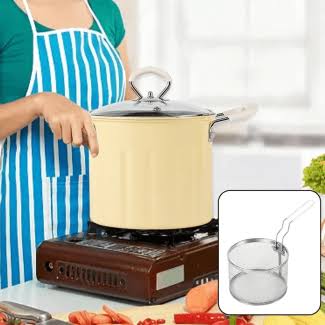 Premium 3L Deep Frying Pot with Thermometer & Basket - Stainless Steel Fryer for Home Kitchen Pakistan