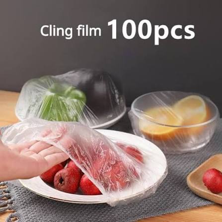 Disposable Elastic Food Wrap Covers - 100 Pcs Stretchable Plastic Bowl Covers