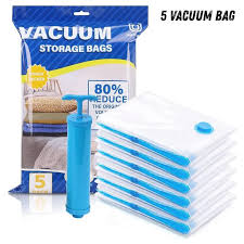Space Saver Vacuum Storage Bags (5 Pcs) with Hand Pump - Organize & Protect
