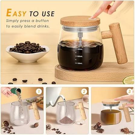 Auto Rechargeable Mixing Mug 400ml - Portable Self-Stirring Coffee & Protein Shaker Cup