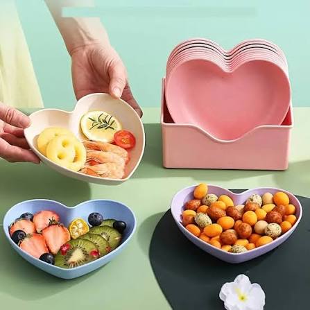 Heart Shape 10 Pcs Dinner Plate Set with Holder - Elegant Tableware for Pakistan