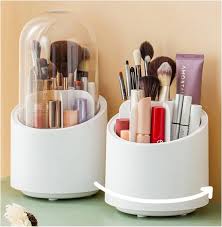 Luxury Rotating Makeup Brush Holder Organizer - 360° Spin with Dustproof Lid
