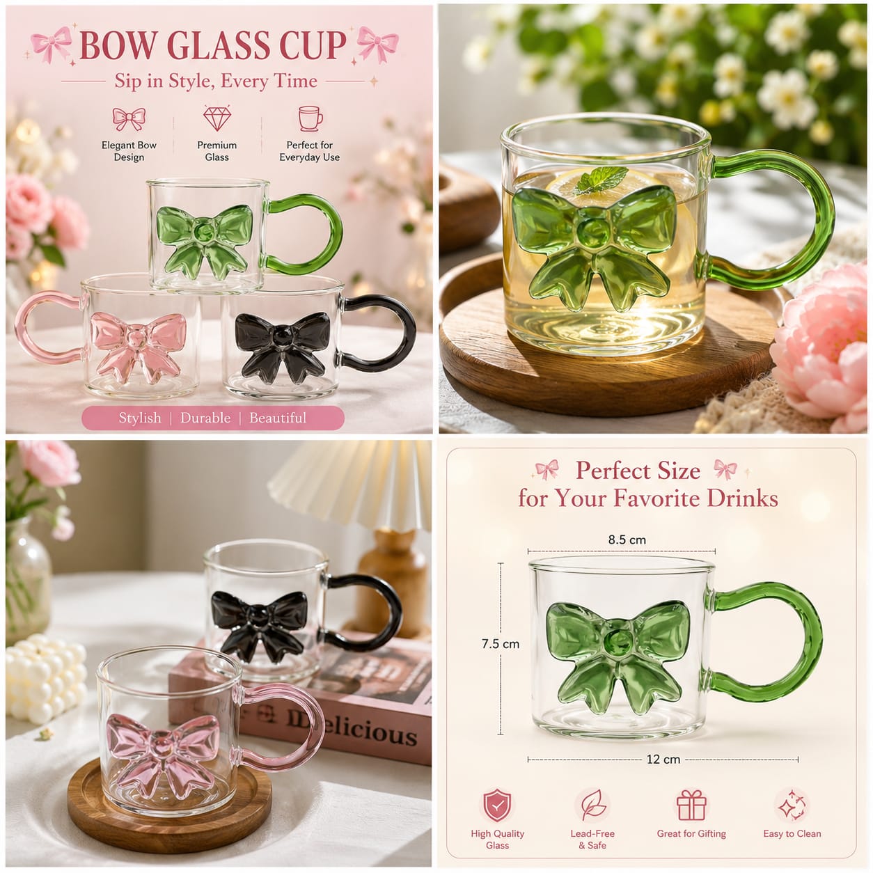 Elegant Glass Bow Cup - Premium Dessert & Drinkware for Pakistan