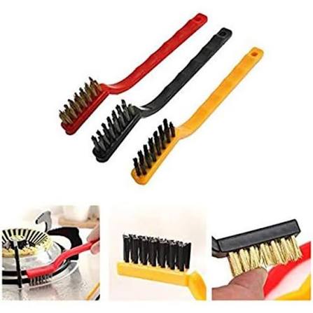 Heavy Duty Mini Wire Brush Set - Pack of 3 (Brass, Nylon, Stainless Steel)