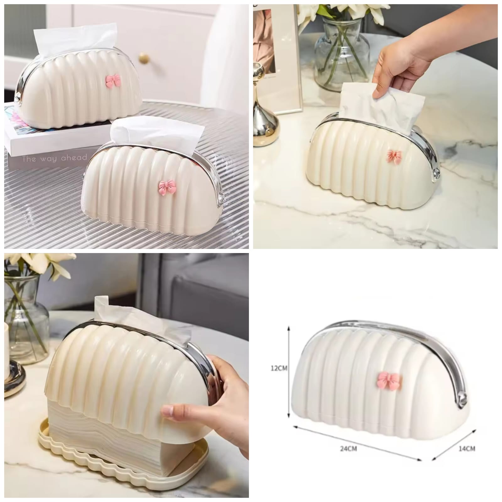 Elegant White Shell Design Tissue Box Holder for Home & Office Decor