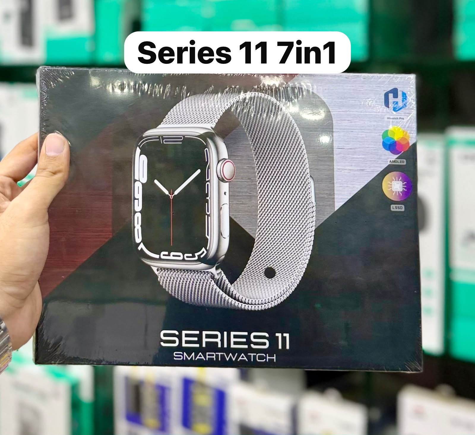 Series 11  - 7in1-Smartwatch 7 in 1 Combo | AMOLED Display | Hiwatch Pro App | Bluetooth Call | Health & Fitness Tracker | 7 Straps Included | For Android & iOS