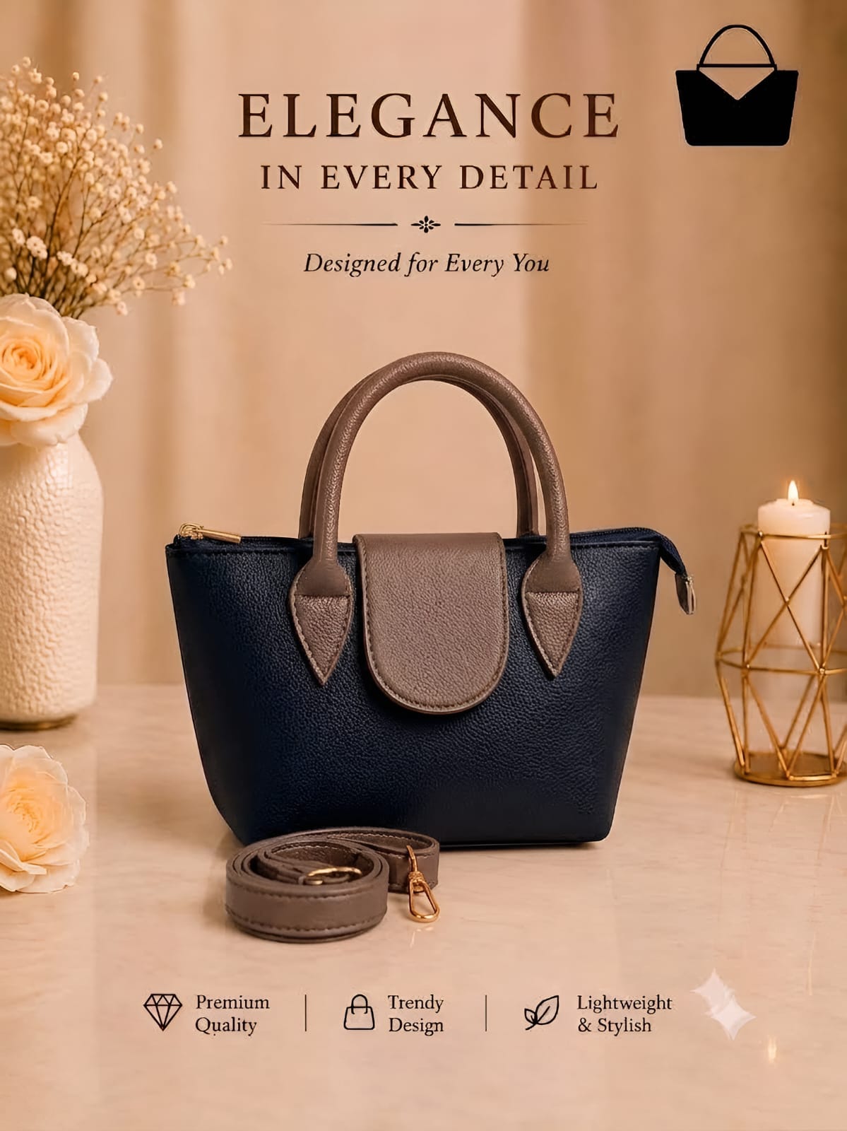Mini Bag - Stylish & Elegant with Spacious Interior, Premium Finish & Adjustable Belt