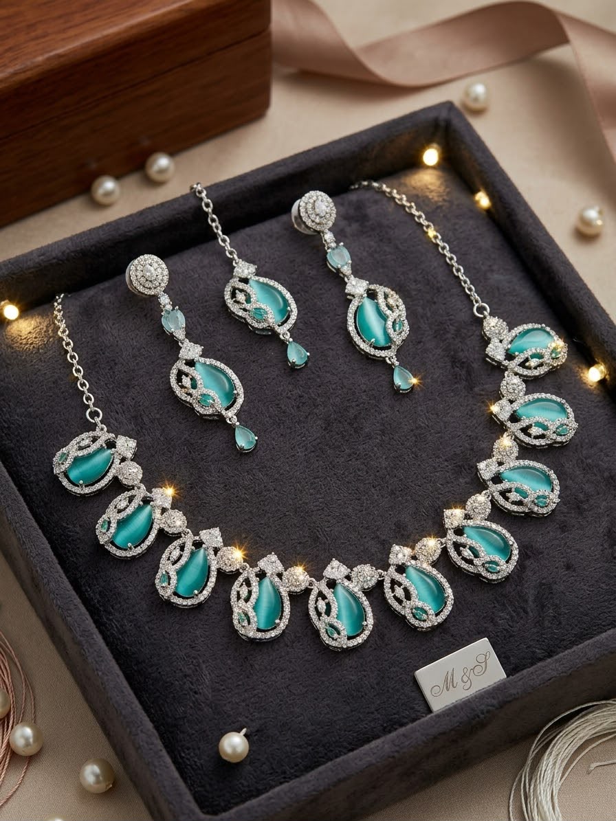 🌹Fk JEWELRY 🌺 New fashionable Premium Quality Zircon Set ✨ Elegant design crafted with the finest stones for a luxurious look. Perfect for every special occasion!