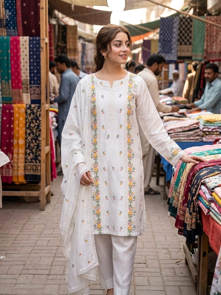 ALHAMDULILAH Winter Collection Elaiche Design Monar Paper Cotton 3Pc Suit