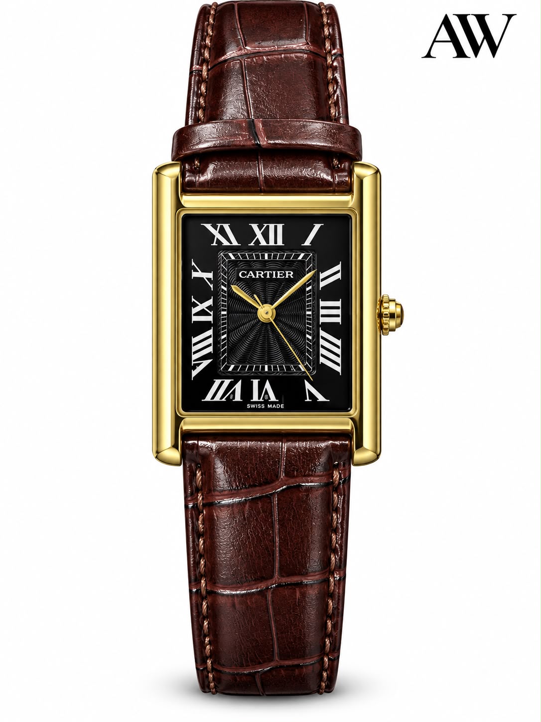 Luxury Cartier Tank Model Watch for Men - Genuine Leather Strap - Pakistan