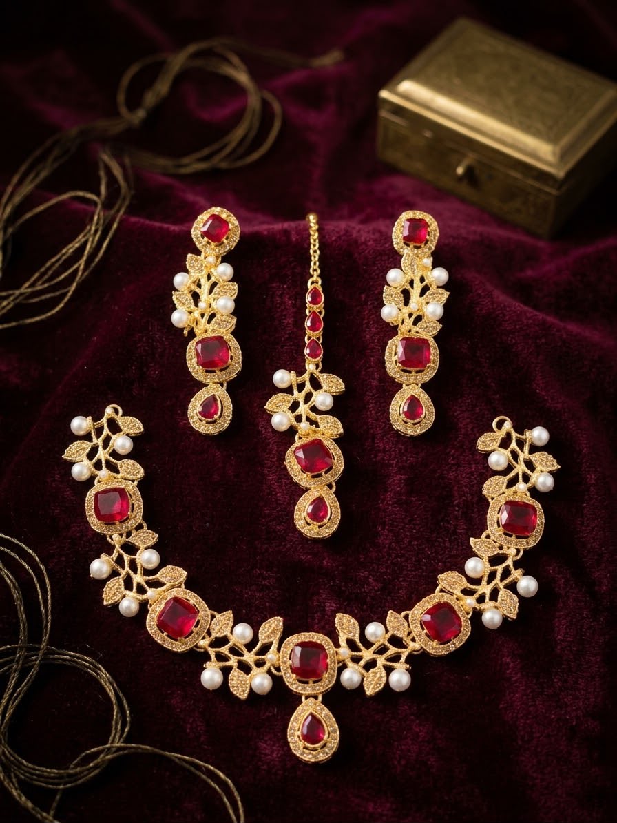 Fk JEWELRY Premium Zircon Set Pakistan | Fashionable & Elegant Jewelry| Full Packet |