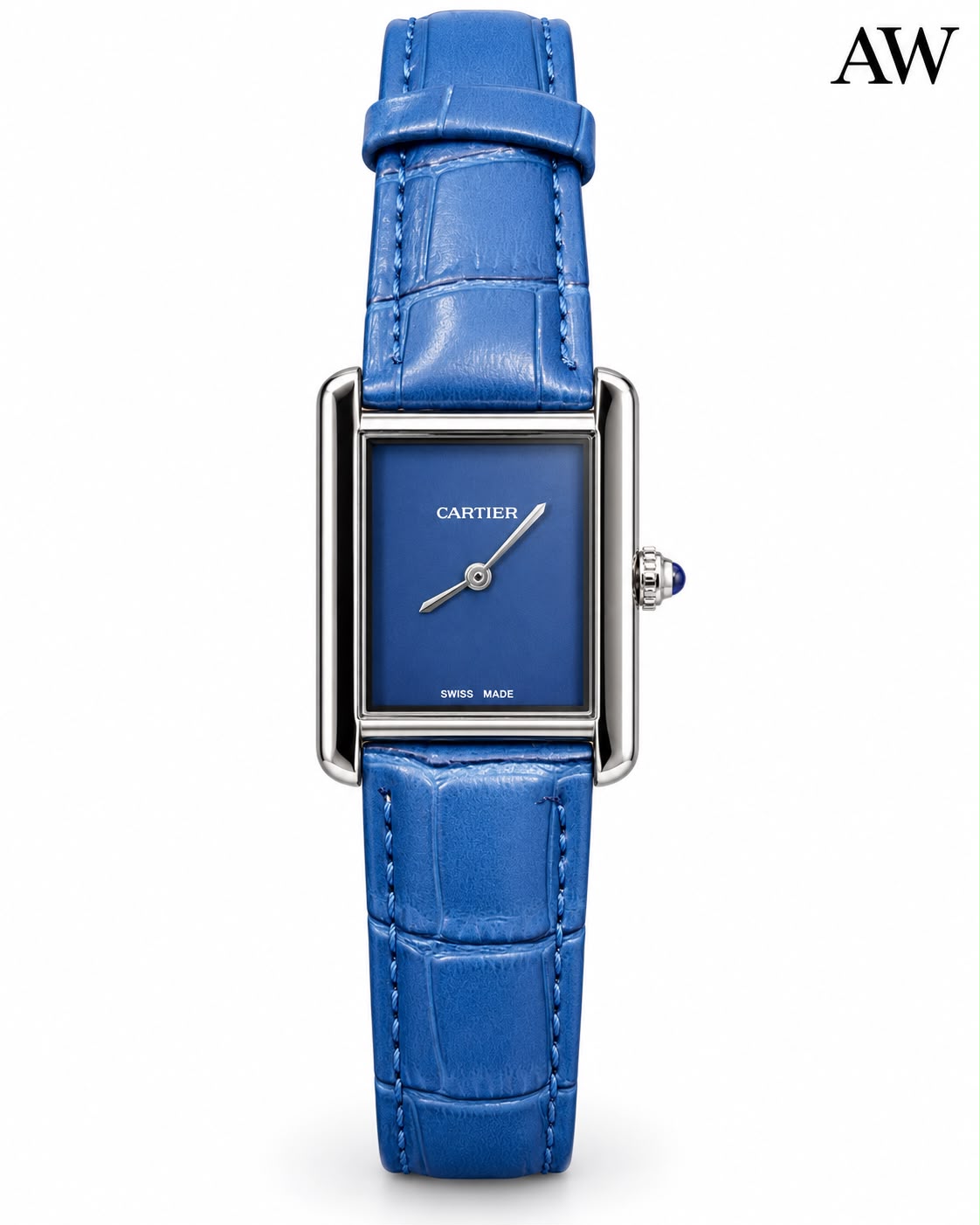 Cartier Tank Model Men's Luxury Watch - Screw Back, Genuine Leather Strap - Pakistan