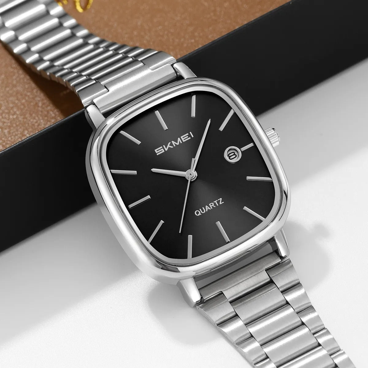 SKMEI 2551 Classic Square Dial Watch - Stainless Steel | Pakistan Silver premium
