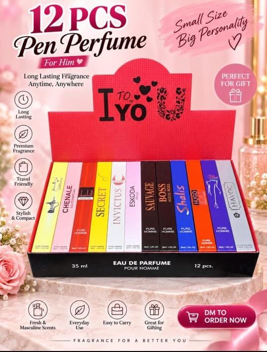 12 PCS Pen Perfume Set For Him - 35ml Each - Masculine Scents Collection